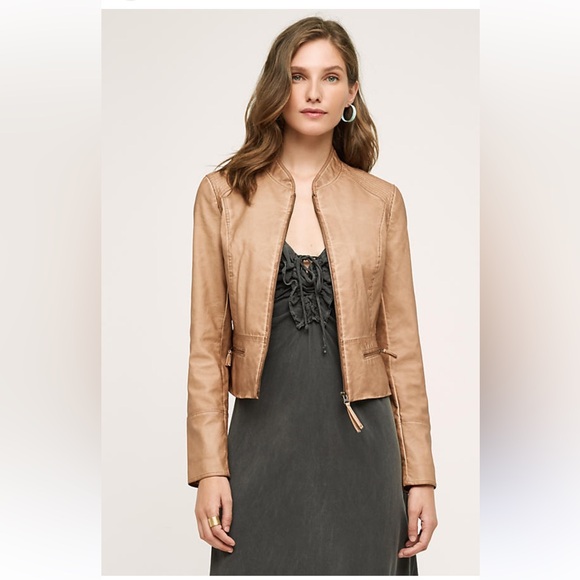 Hei Hei Dara Vegan Leather Women's Tan Jacket from Anthropology - Picture 1 of 8